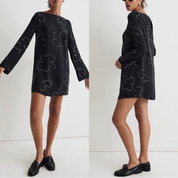 madewell shift mini dress true black floral pattern women no121 xsmall xs madewell shift mini dress true black floral pattern women no121 xsmall xs